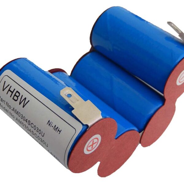 Bateria vhbw 3000mAh 4.8V NiMH para aspiradores AEG - Substitui 9000866004, 900086003, 302016, 63BCC01