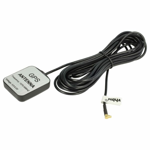Antena GPS Magnética vhbw para Navegadores Sat Nav - Conector MMCX, Cabo 5m, Preto