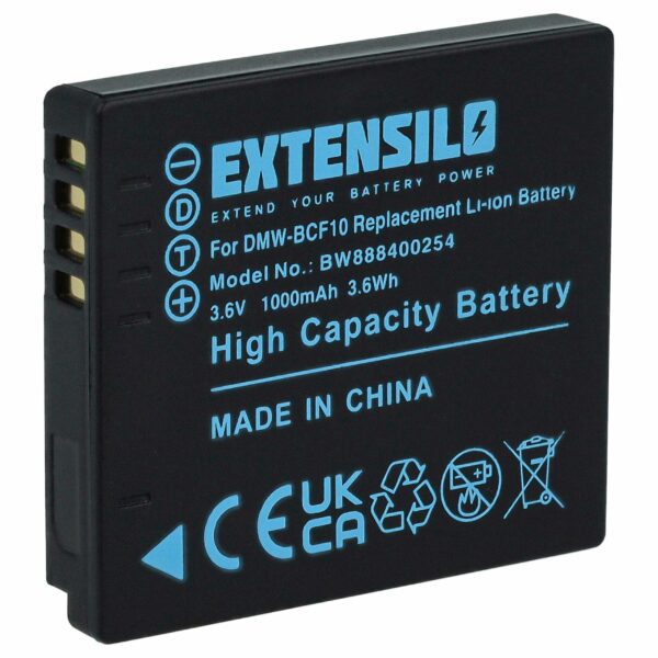 Bateria EXTENSILO compatível com Panasonic CGA-S009E, CGA-S106C - 1000mAh, 3.7V, Li-Ion