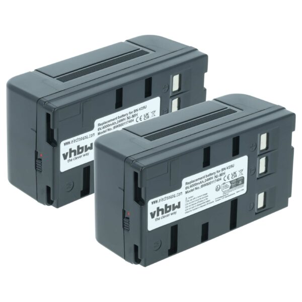2 Baterias vhbw para JVC BN-V22U, BN-V20, BN-V25, BN-V24U, BN-V22, BN-V20US, BN-V20U - 4000mAh, 6V, NiMH