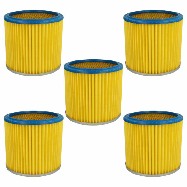 5x Filtro de Substituição vhbw para Aspiradores Einhell 2351110, Güde, Parkside, Rowenta e Kärcher - Azul/Amarelo