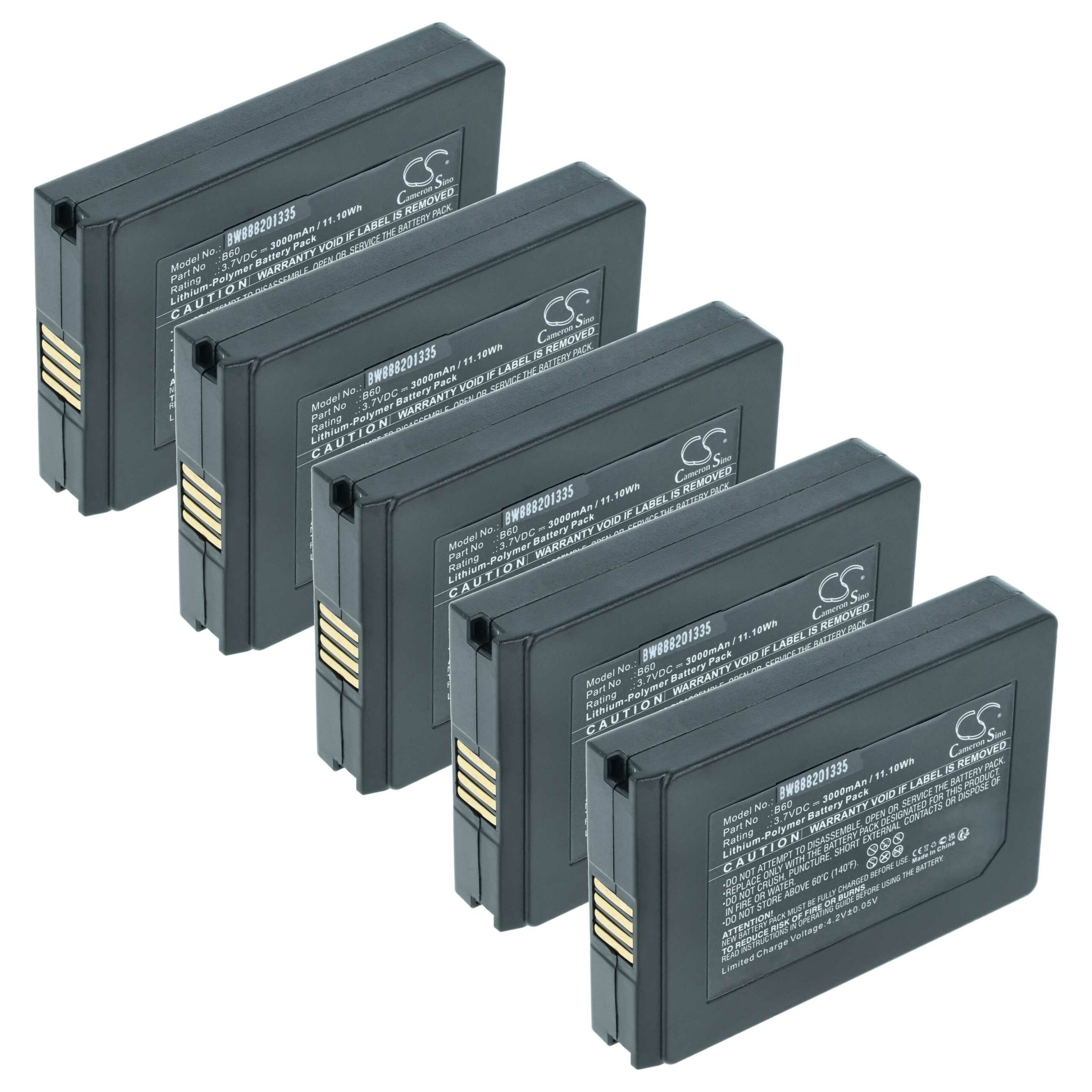 Pack 5x Bateria vhbw B60 para Scanner Vectron POS - 3000 mAh 3.7 V