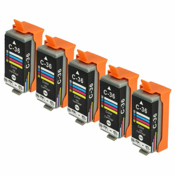 5 Cartuchos de Tinta Compatível Canon CLI-36, CLI-36C - Multicolorido 13 ml vhbw