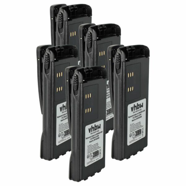 Pack 5 Baterias vhbw para Rádios Motorola HMNN4151, HMNN4154, HMNN4158, HMNN4159 - 1500 mAh 7.2V NiMH + Clips
