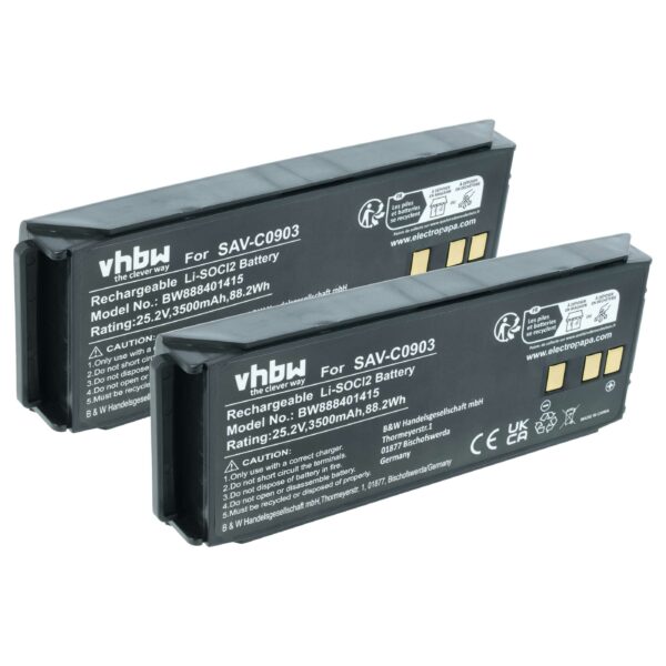 Bateria vhbw 2x para Saver One SAV-C0903 - 3500 mAh 25.2 V Li-SOCl2