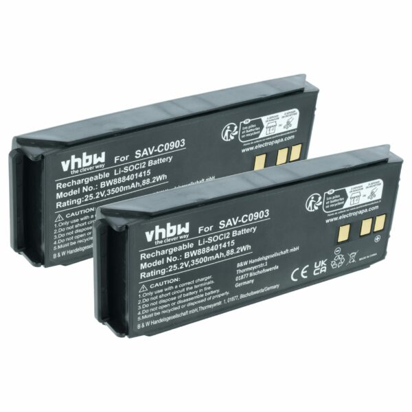 Bateria vhbw 2x para Saver One SAV-C0903 - 3500 mAh 25.2 V Li-SOCl2