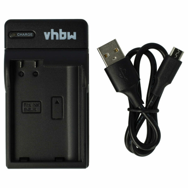 Carregador de Bateria USB-C + Cabo USB-C compatível com Nikon MH-25, MH-25a - 0,5 A