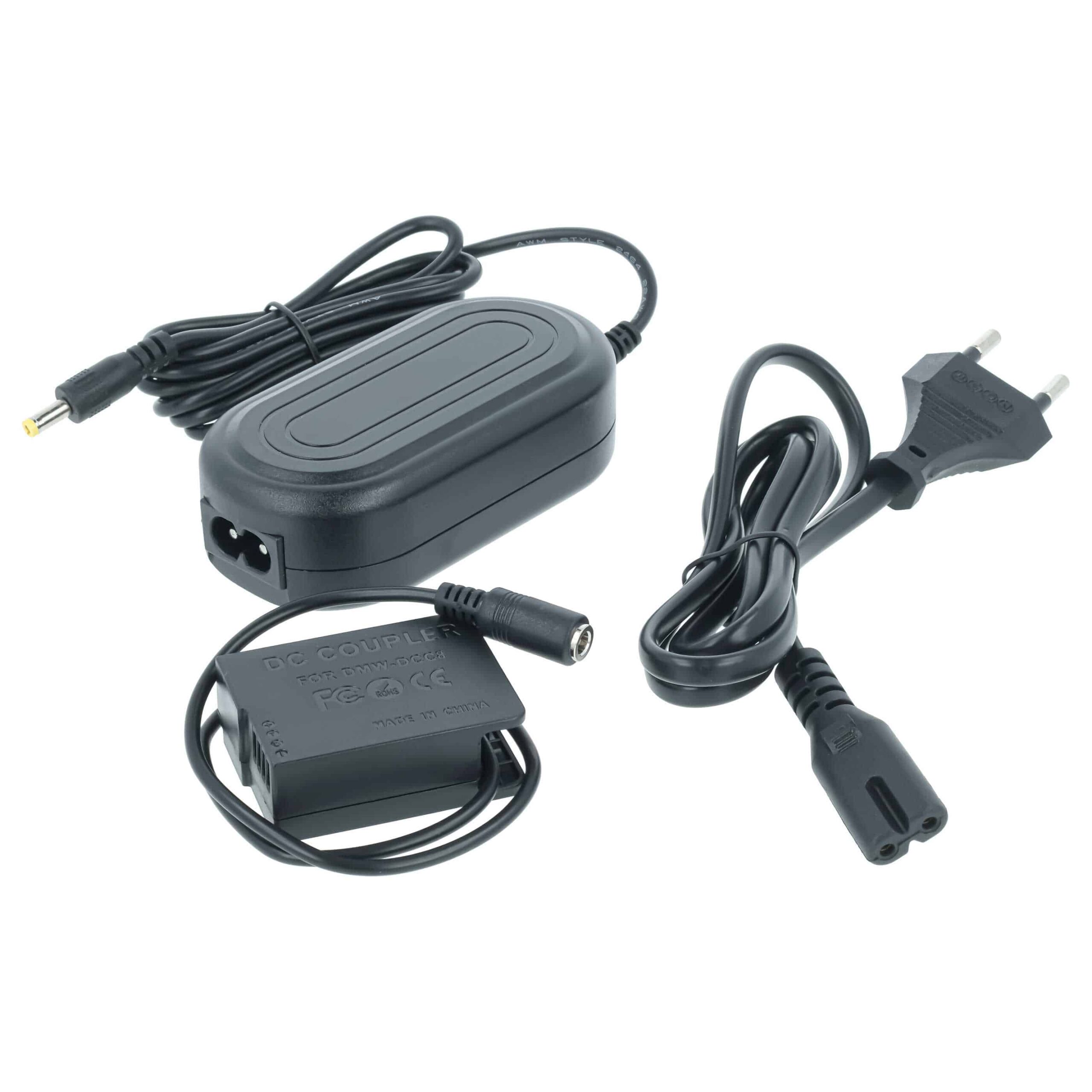 Carregador de Corrente vhbw para Leica e Panasonic com Acoplador CC (8.4 V, 2.0 A, 2 m)