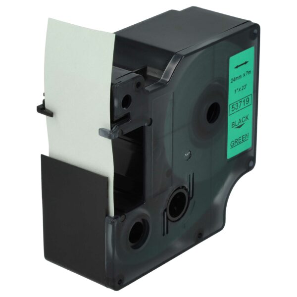 Fita de Etiquetas compatível com Dymo D1 53719 - 24 mm Preto sobre Verde