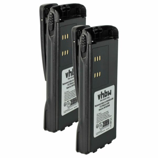 Bateria vhbw 2x para Rádio Motorola HMNN4151, HMNN4154, HMNN4158, HMNN4159 - 1500 mAh 7.2 V NiMH com Clip de Cinto