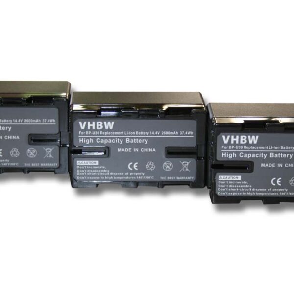 Pack de 3 Baterias vhbw para Câmara Sony BP-U60, BP-U90 - 2600 mAh 14.4 V