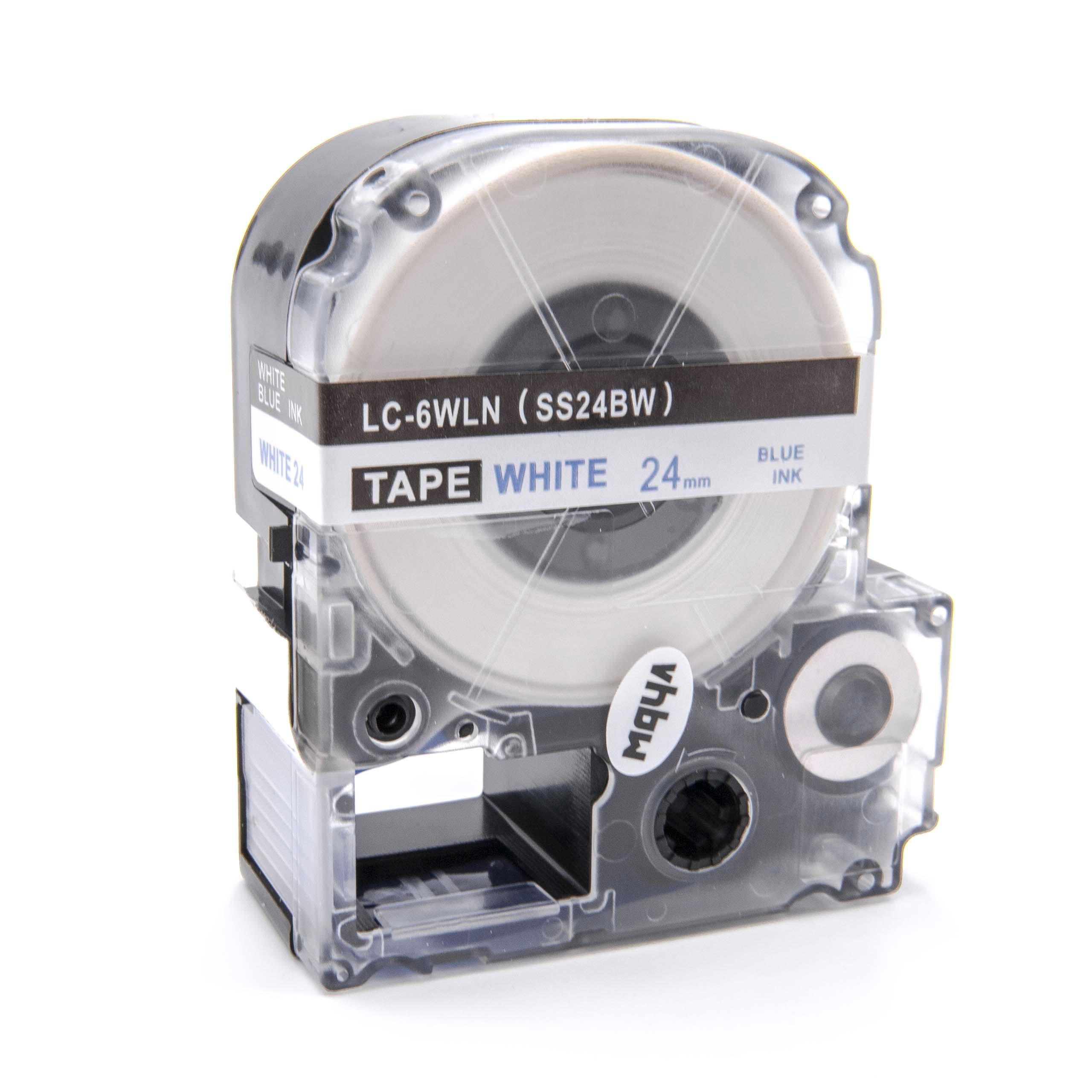 Fita de Etiquetas vhbw compatível com Epson LC-6WLN - 24 mm, Azul sobre Branco - Image 2