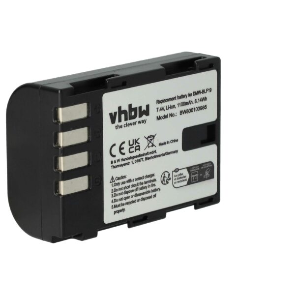 Bateria vhbw para Panasonic DMW-BLF19E, DMW-BLF19 - 1100mAh, 7.2V, Li-Ion