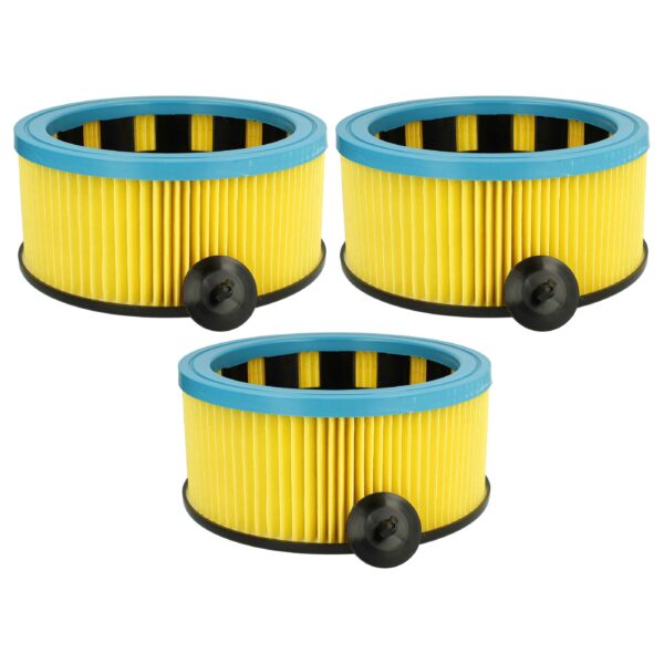 3x Filtros de Cartucho vhbw para Aspiradores Metabo 631753000 e Hitachi - Preto/Azul/Amarelo
