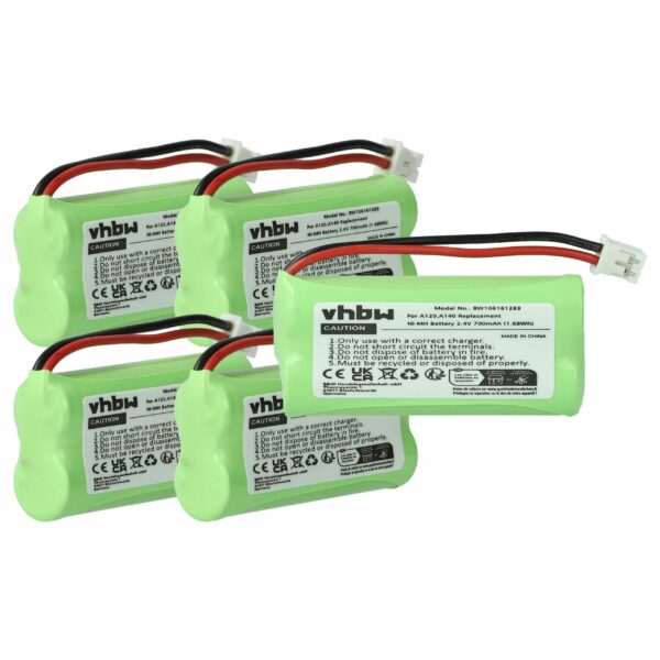 Pack 5 Baterias vhbw 2.4V 700 mAh NiMH para Telefones Fixos T-Com/Siemens/Universum