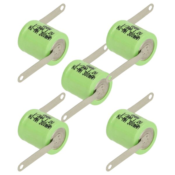 5x Pilha Botão 1/3AA vhbw para Modelismo e Lâmpadas Solares - 300 mAh 1.2 V NiMH
