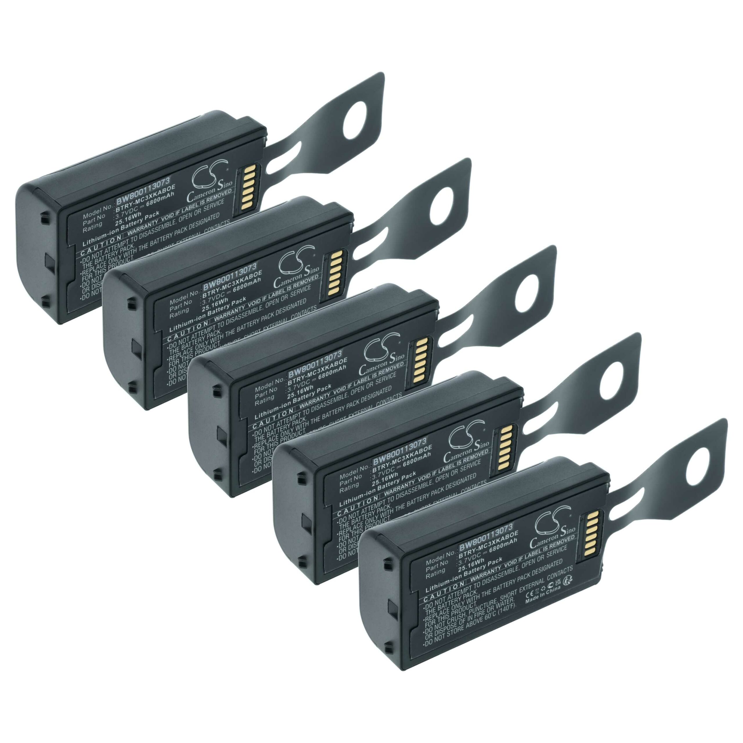 5x Bateria vhbw para Symbol BTRY-MC31KAB02-50 - Scanner de Código de Barras - 6800 mAh 3.7 V