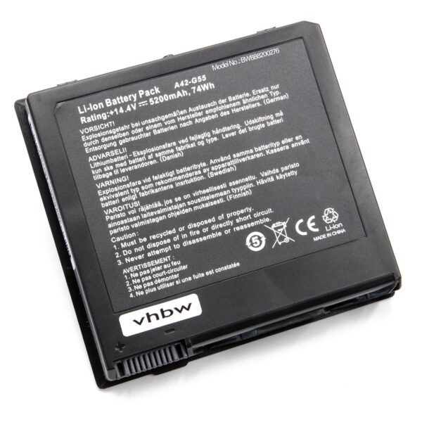 Bateria para Portátil Asus G55, G55V, G55VM 5200 mAh 14.4 V vhbw