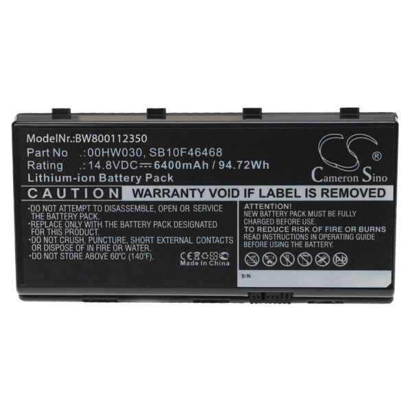Bateria vhbw para Lenovo - 6400 mAh 14.8 V Li-Ion (substitui 4X50K14092, 00HW030, 01AV451, 4ICR18/65-2)