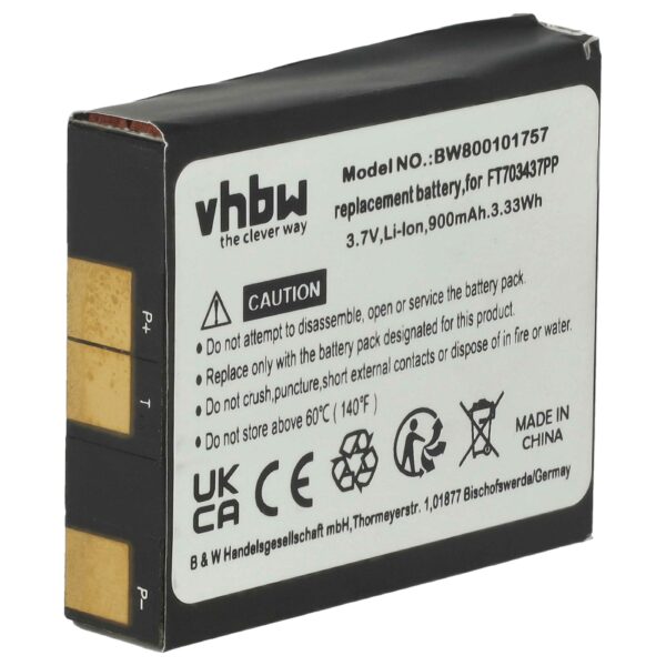 Bateria vhbw para Rato Wireless Razer RZ03-00120100-0000 - 900 mAh 3.7 V Li-Ion