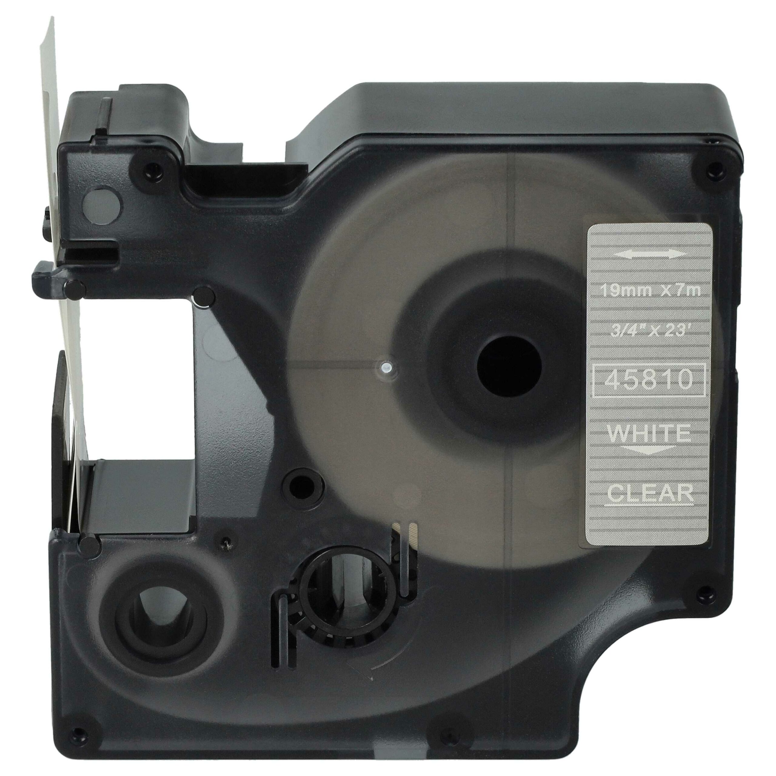 Fita de Etiquetas vhbw Substitui Dymo D1 45810 - 19 mm Branco sobre Transparente - Image 3