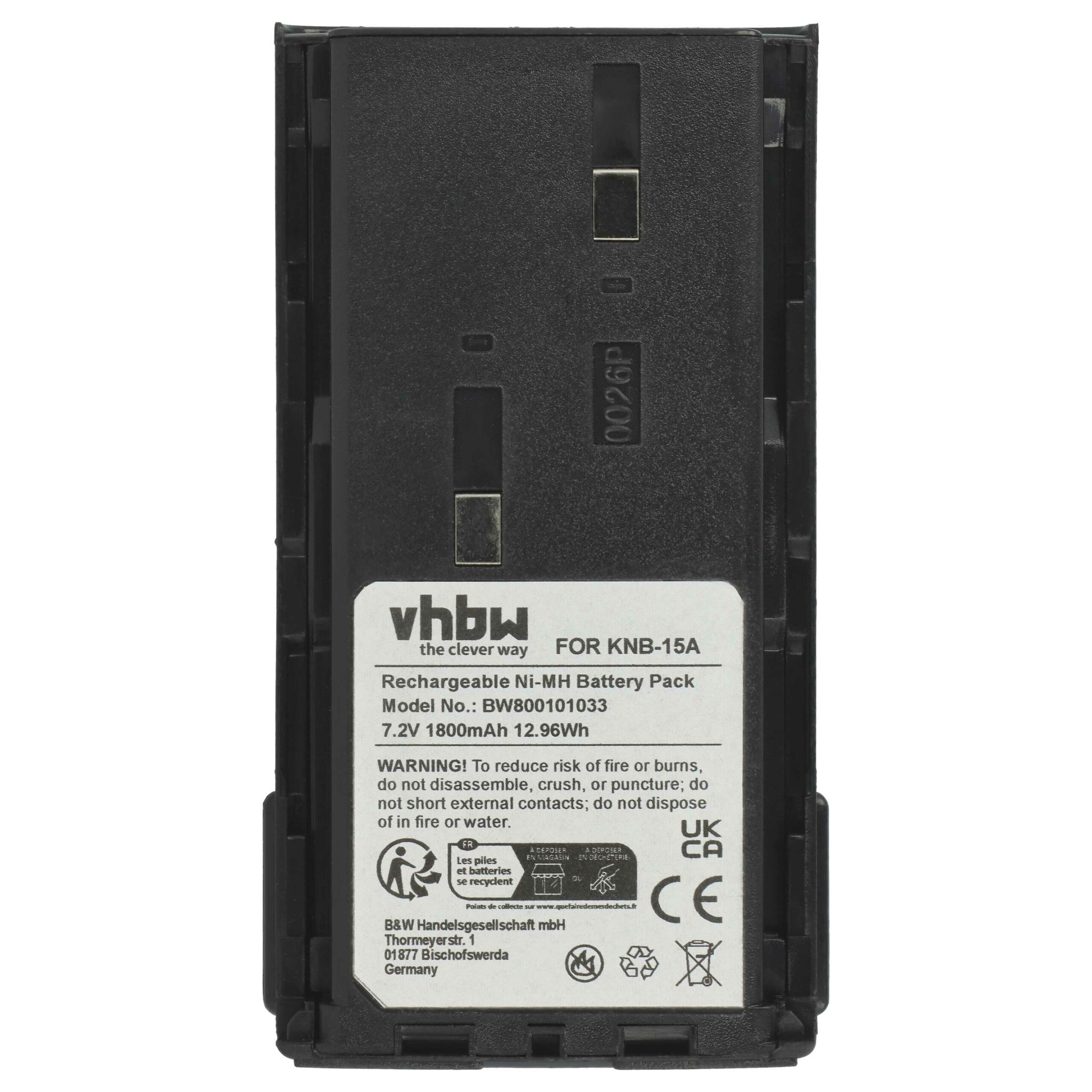 Bateria de Substituição para Rádio Kenwood/Bidatong BD-15-L - 2x 1800 mAh 7.2V NiMH vhbw - Image 3