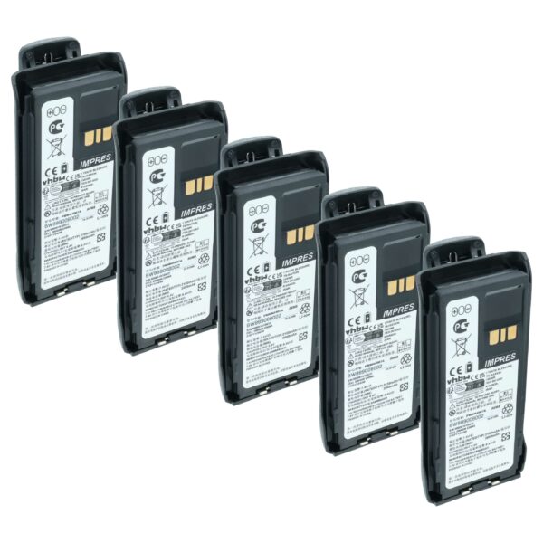Bateria vhbw 5x para rádio Motorola PMNN4807, PMNN4407A 2150 mAh 8.4 V Li-Ion com mola de cinto
