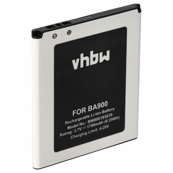 Bateria para Telemóvel Sony Ericsson / Sony BA900 - 1700 mAh 3.8 V Li-Ion vhbw