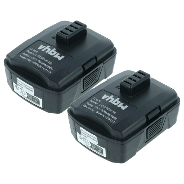 2x Bateria substitui Ryobi 130503001, BPL-1220, CB120L, 130503005 Ferramenta Elétrica - 1500 mAh, 12 V, Li-Ion