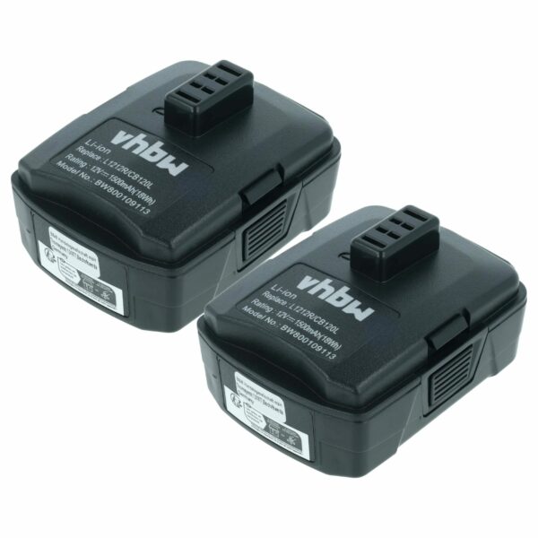 2x Bateria substitui Ryobi 130503001, BPL-1220, CB120L, 130503005 Ferramenta Elétrica - 1500 mAh, 12 V, Li-Ion