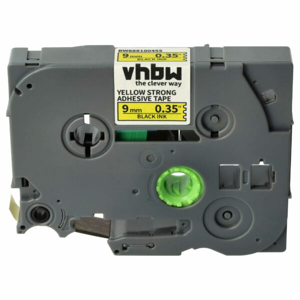 Fita de Etiquetagem vhbw Compatível com Brother TZE-S621 - 9 mm Preto sobre Amarelo, Extra Resistente