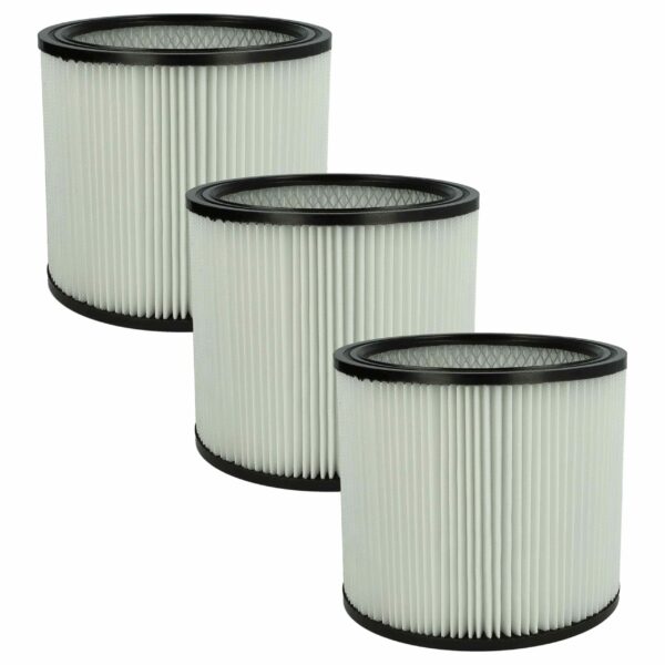 3x Filtros Redondos para Aspirador ShopVac 126282903041, 026282290038 - vhbw, Preto/Branco