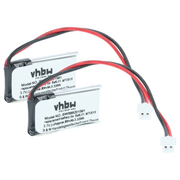 Bateria vhbw para Sistema de Alarme Intercom BatLi11, MTU01X - 90 mAh 3.7 V (2 unidades)