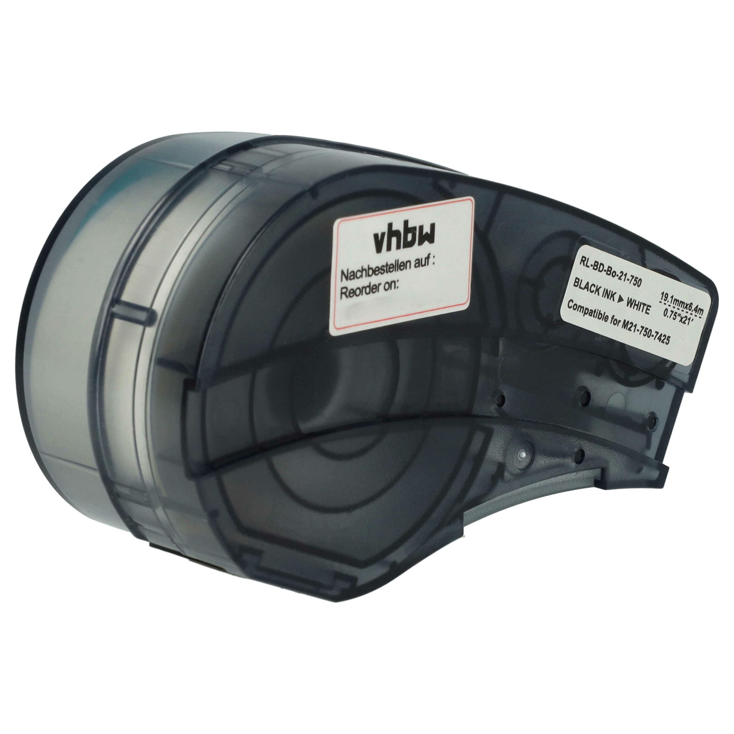 Fita de Etiquetas vhbw Compatível Brady M21-750-7425 - 19,05 mm Preto sobre Branco - Image 4