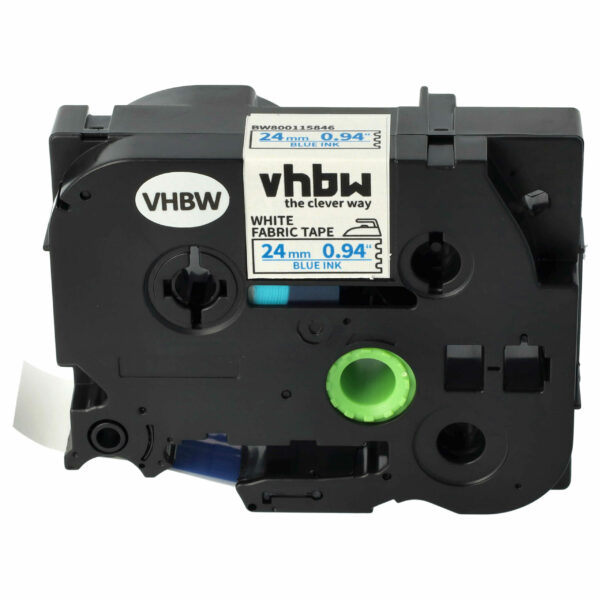Fita de Etiquetas vhbw para Brother TZE-FA5 - 24 mm Azul sobre Branco, Termoadesiva