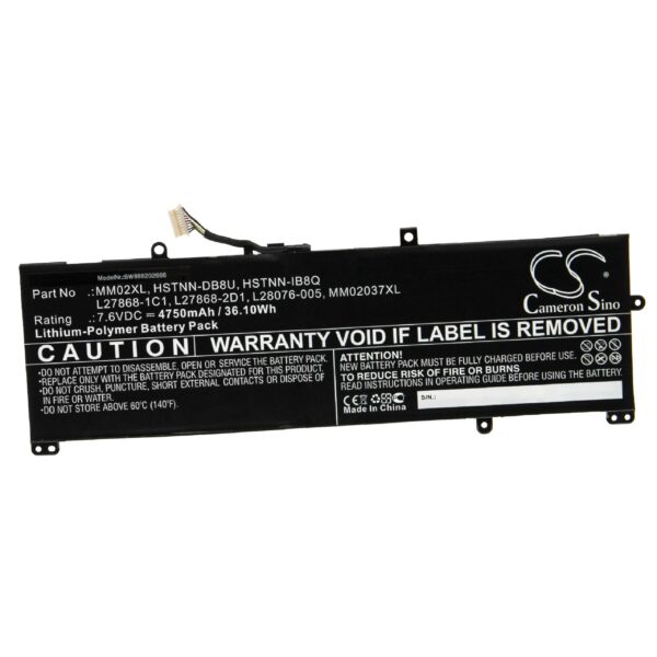 Bateria para Portátil HP vhbw - Substitui HSTNN-IB8Q, HSTNN-DB8U, L27868-2D1, L27868-1C1 - 4750 mAh 7.6 V Li-polímero