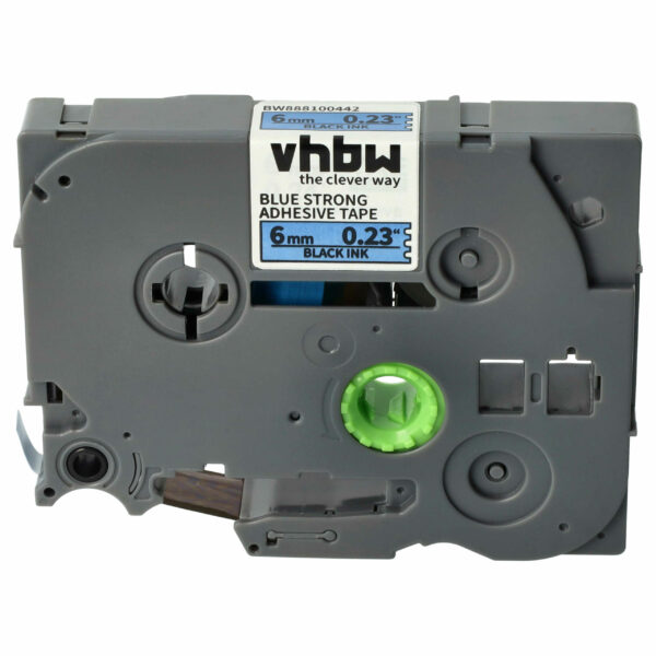 Fita de Etiquetas vhbw para Brother TZE-S511 - 6 mm Preto sobre Azul, Extra Resistente