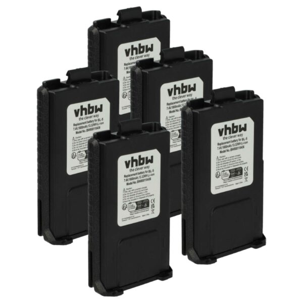 Bateria vhbw 5x para Rádios Baofeng BL-5 - 1800 mAh 7.4 V Li-Ion