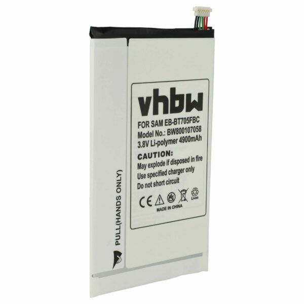 Bateria de Substituição vhbw para Samsung EB-BT705FBE, EB-BT705FBU, EB-BT705FBC - 4900 mAh 3.8 V Li-polymer