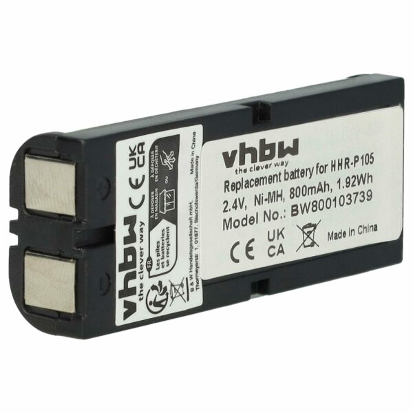 Bateria de substituição 86420, BT-1009, CPH-508, BBTG0658001 para telefone fixo Philips - 800 mAh 2.4 V NiMH