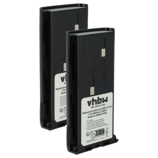 2x Bateria para Rádio Bidatong BD-15-L - 1800 mAh 7.4 V Li-Ion vhbw