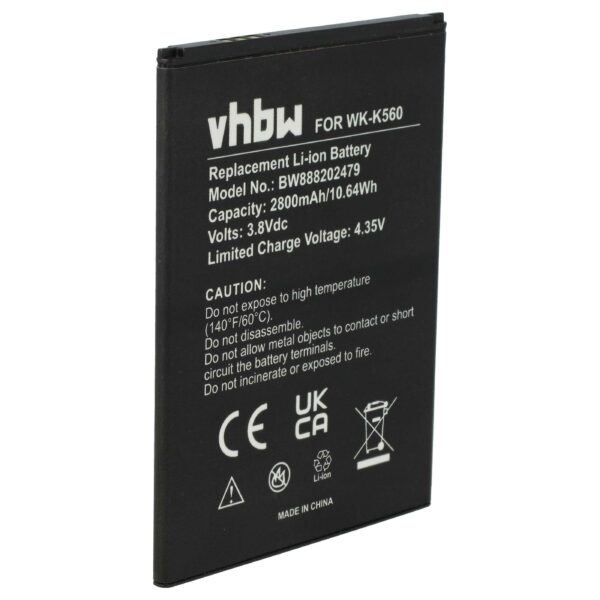 Bateria para Telemóvel vhbw substitui Wiko K560 - 2800 mAh 3.8 V Li-Ion