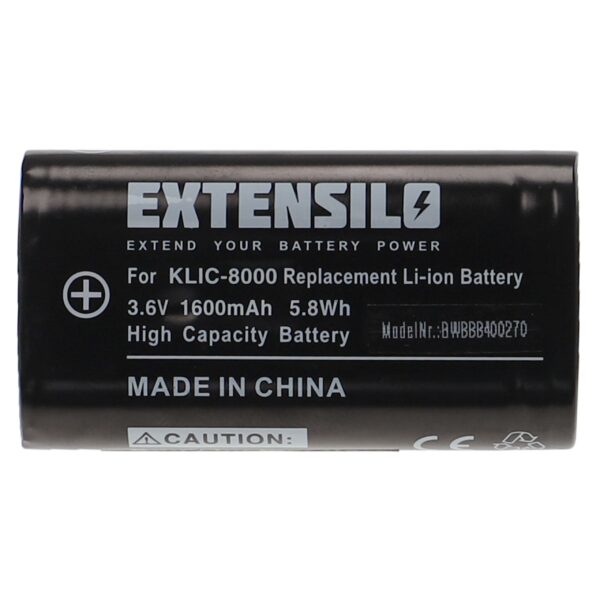 Bateria EXTENSILO para Kodak Klic-8000 / RB50 / Ricoh DB-50 - 1600mAh