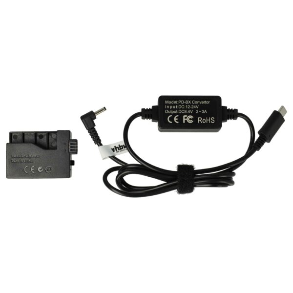 Carregador USB para Canon ACK-E5 com Acoplador DC - 2 m - vhbw