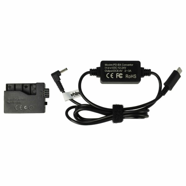 Carregador USB para Canon ACK-E5 com Acoplador DC - 2 m - vhbw