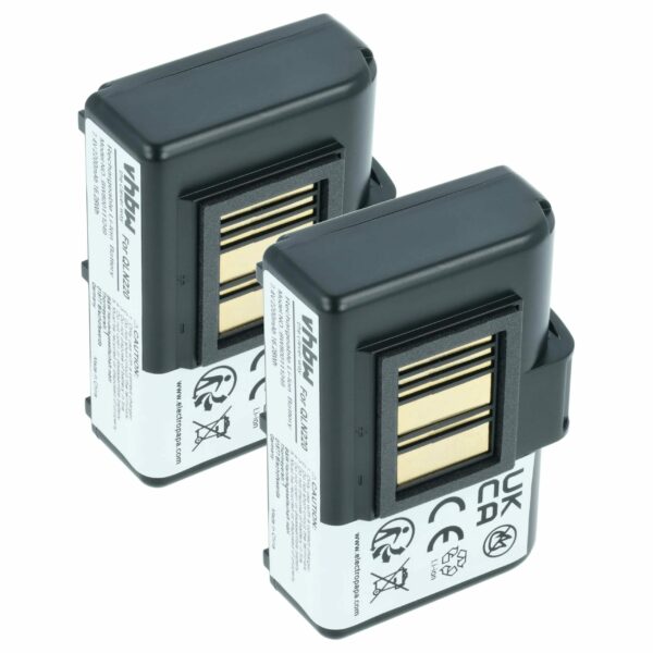 2x Bateria para Impressora Zebra AT16004, BTRY-MPP-34MA1-01, BTRY-MPP-34MAHC1-01 - 2200 mAh 7.4 V Li-Ion