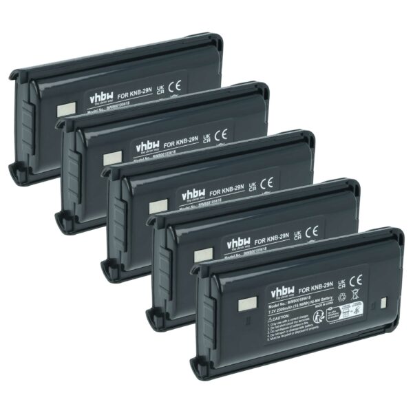 Bateria vhbw 5x para Rádio Kenwood KNB-29A - 2300 mAh 7.2V NiMH
