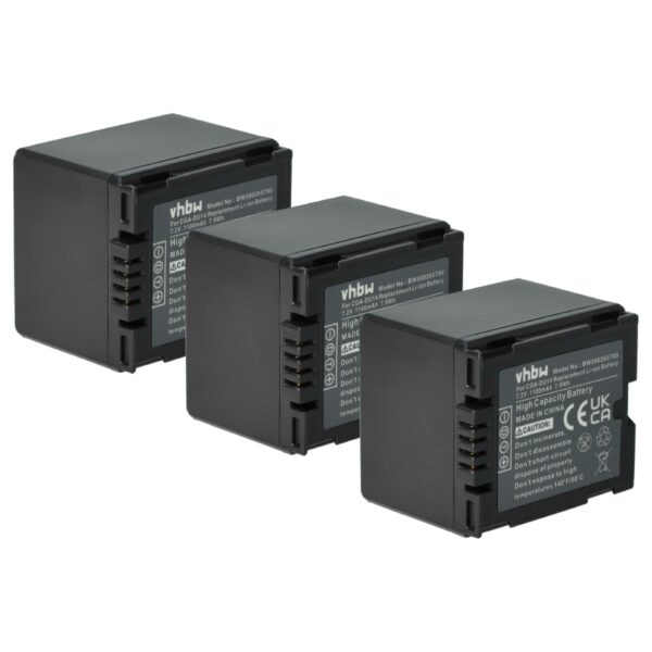 3x Bateria vhbw compatível com Hitachi DZ-BP07s, DZ-BP21, DZ-BP14s - 1100mAh, 7.2V, Li-Ion