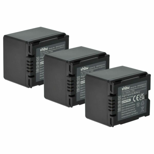 3x Bateria vhbw compatível com Hitachi DZ-BP07s, DZ-BP21, DZ-BP14s - 1100mAh, 7.2V, Li-Ion