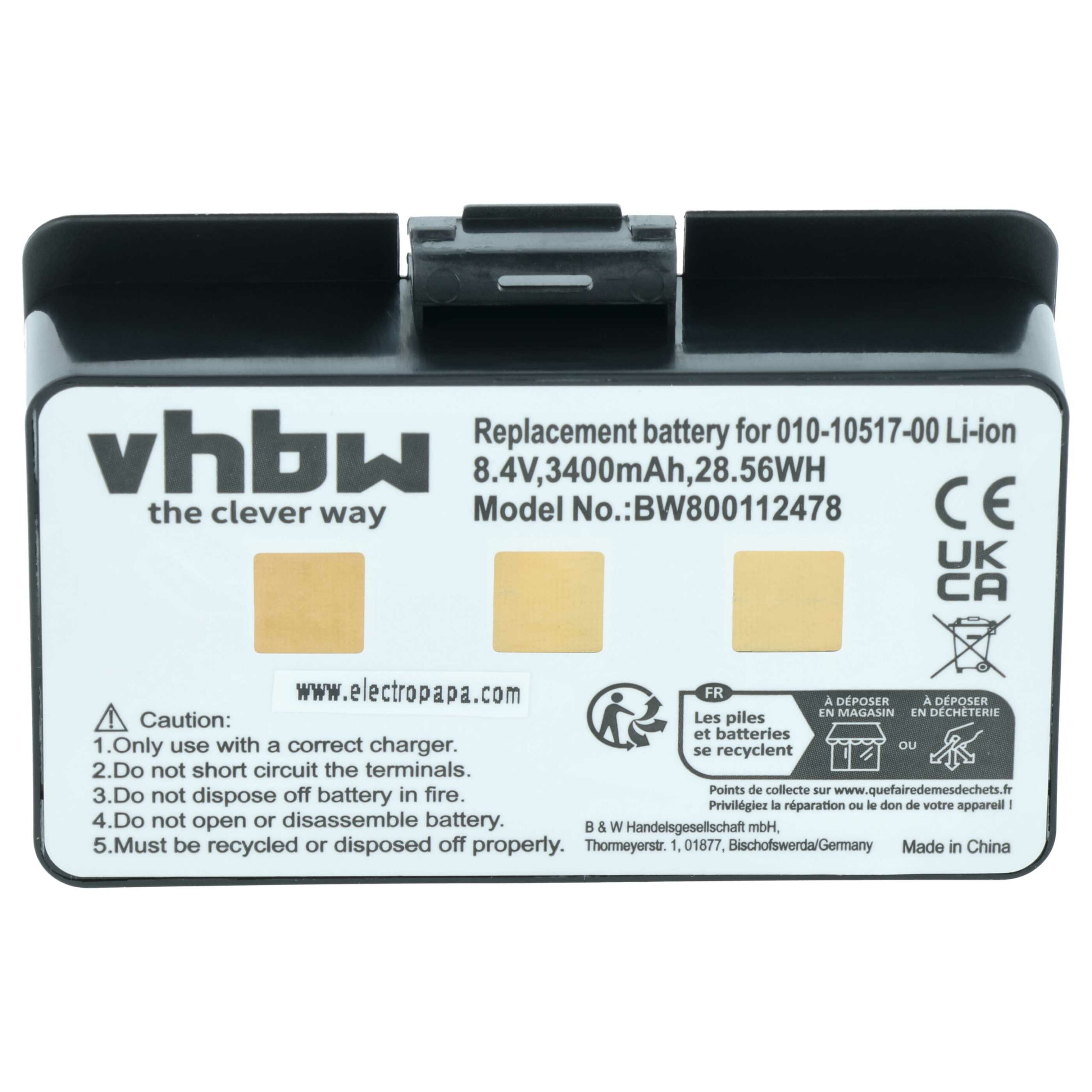 Bateria vhbw para Garmin GPSMap 276, 296, 478 - 3400mAh, 8.4V - Image 3